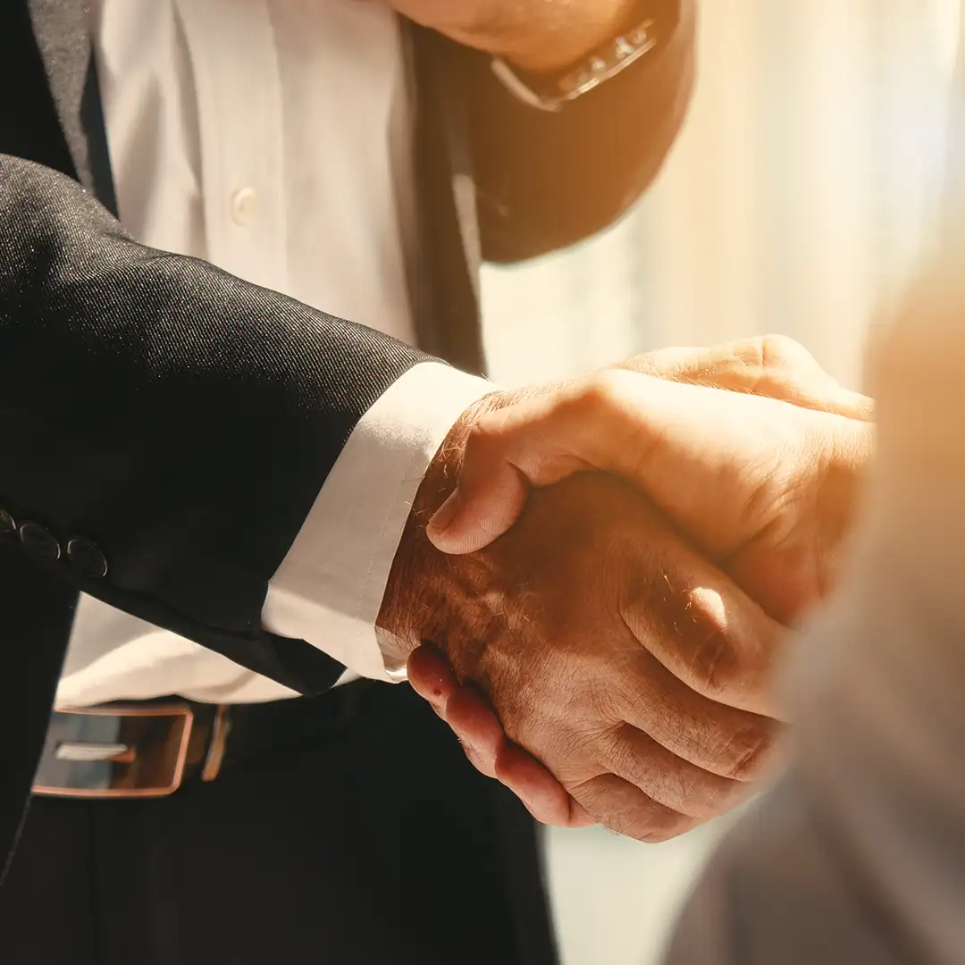 An upclose photo of a handshake between two people